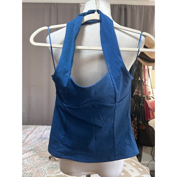 Nwt-Zara-STRETCH PLEATED HALTER TOP-M - Picture 3 of 5